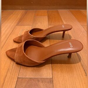Mango MNG Women's Tan Brown Suede Heels